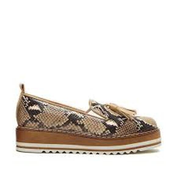 MICHELE LOPRIORI Cassidy Loafer Shoes Snake CHUNKY PLATFORM PREPPY Size 38 8 - Picture 1 of 8